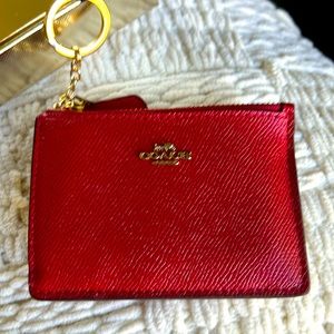 EUC Coach mini ID skinny wallet in red
